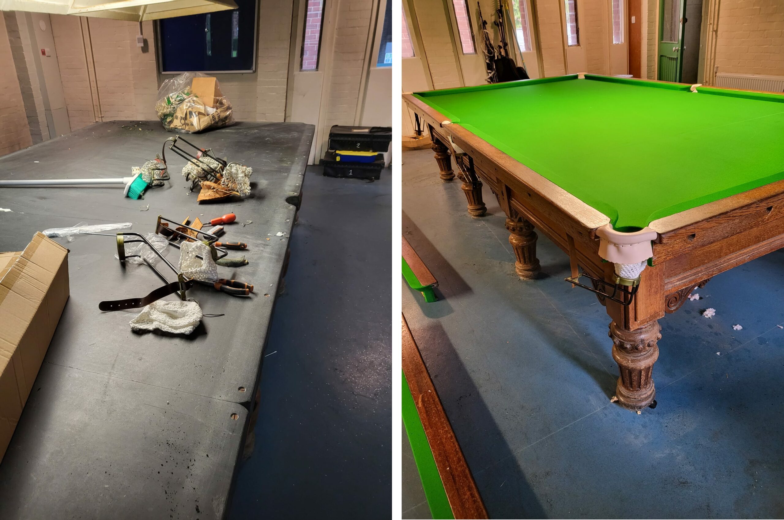 snooker table recovering